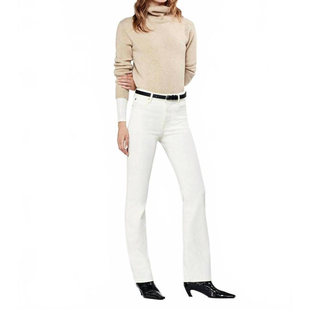 Frame the Arrow High Rise Curved Straight Jeans Au Natural White 28